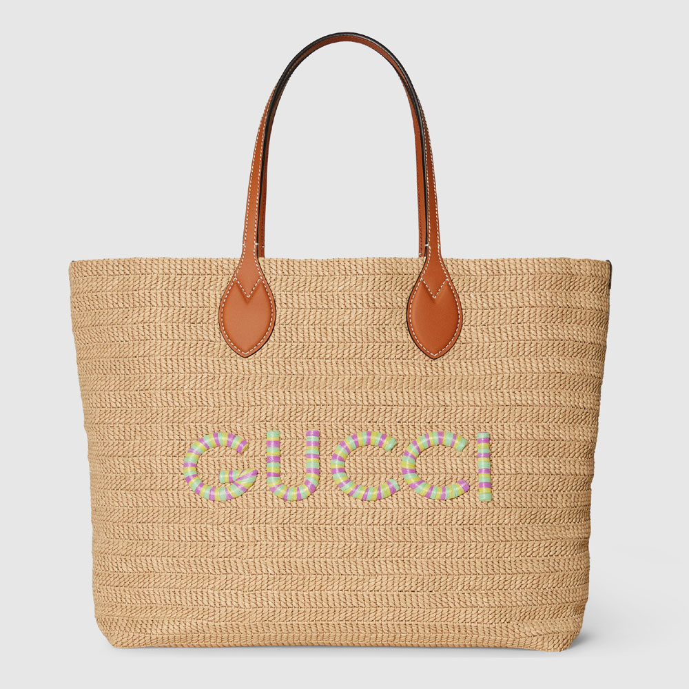 Gucci Medium straw-effect tote 779666 FAC42 9561