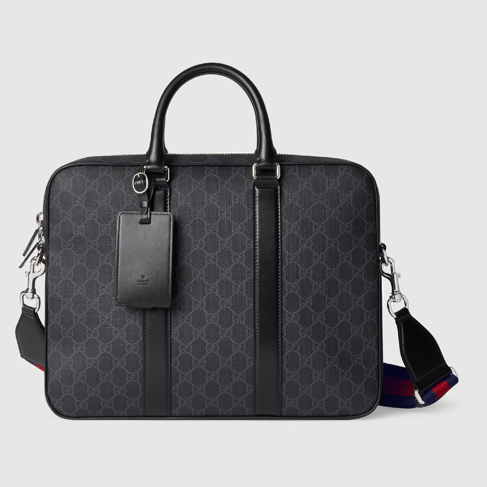 Gucci GG Supreme Briefcase With Strap In Black 792077 FADJA 1042