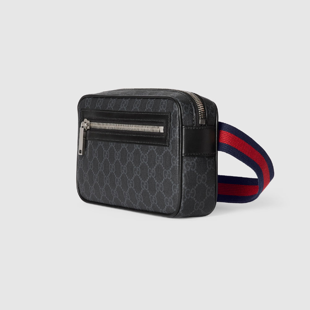 Gucci GG Belt Bag With Zip Pocket In Black GG Supreme 792094 FADJM 1043 - Photo-2