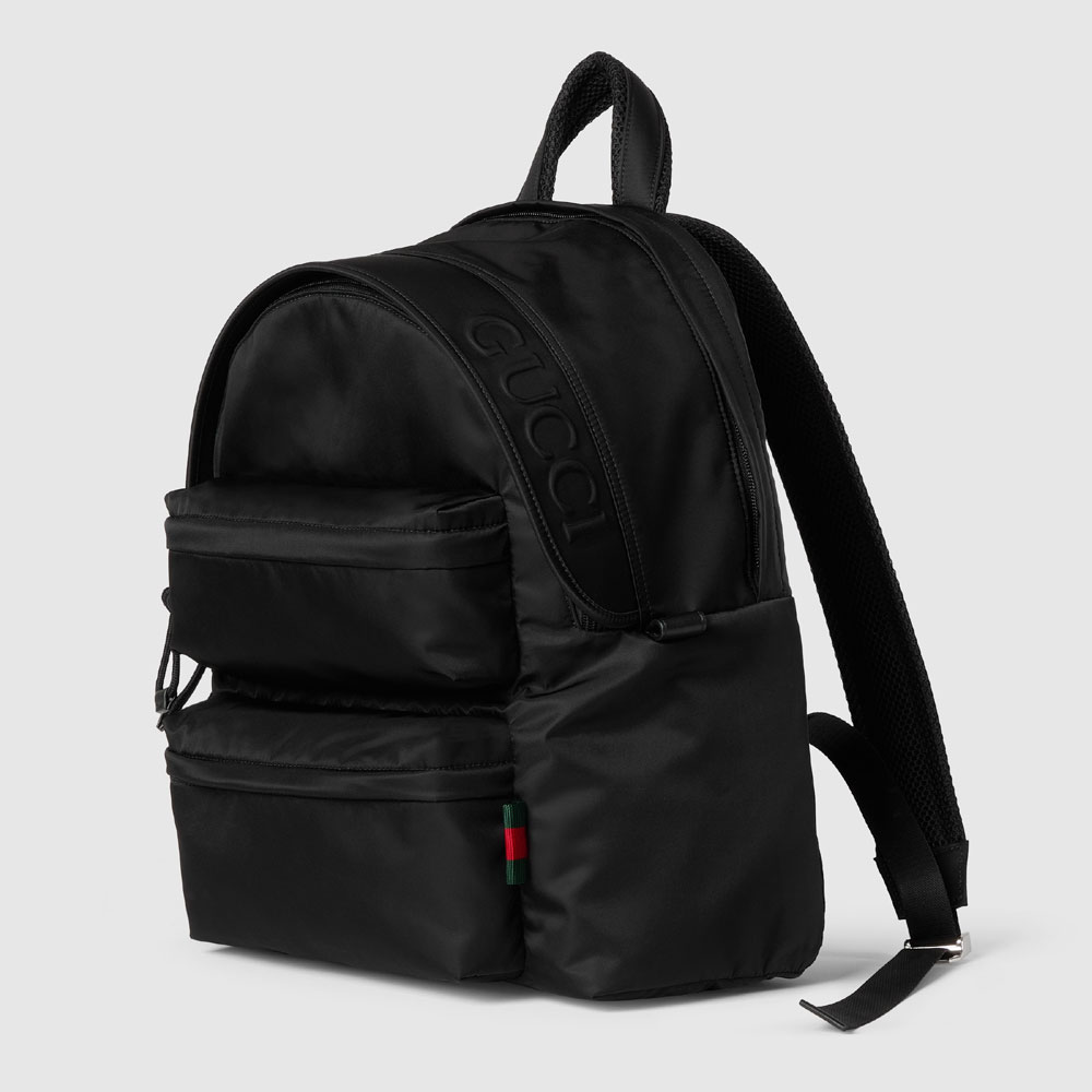 Medium Backpack With Gucci Logo In Black Nylon 800265 FADR6 1058 - Photo-2