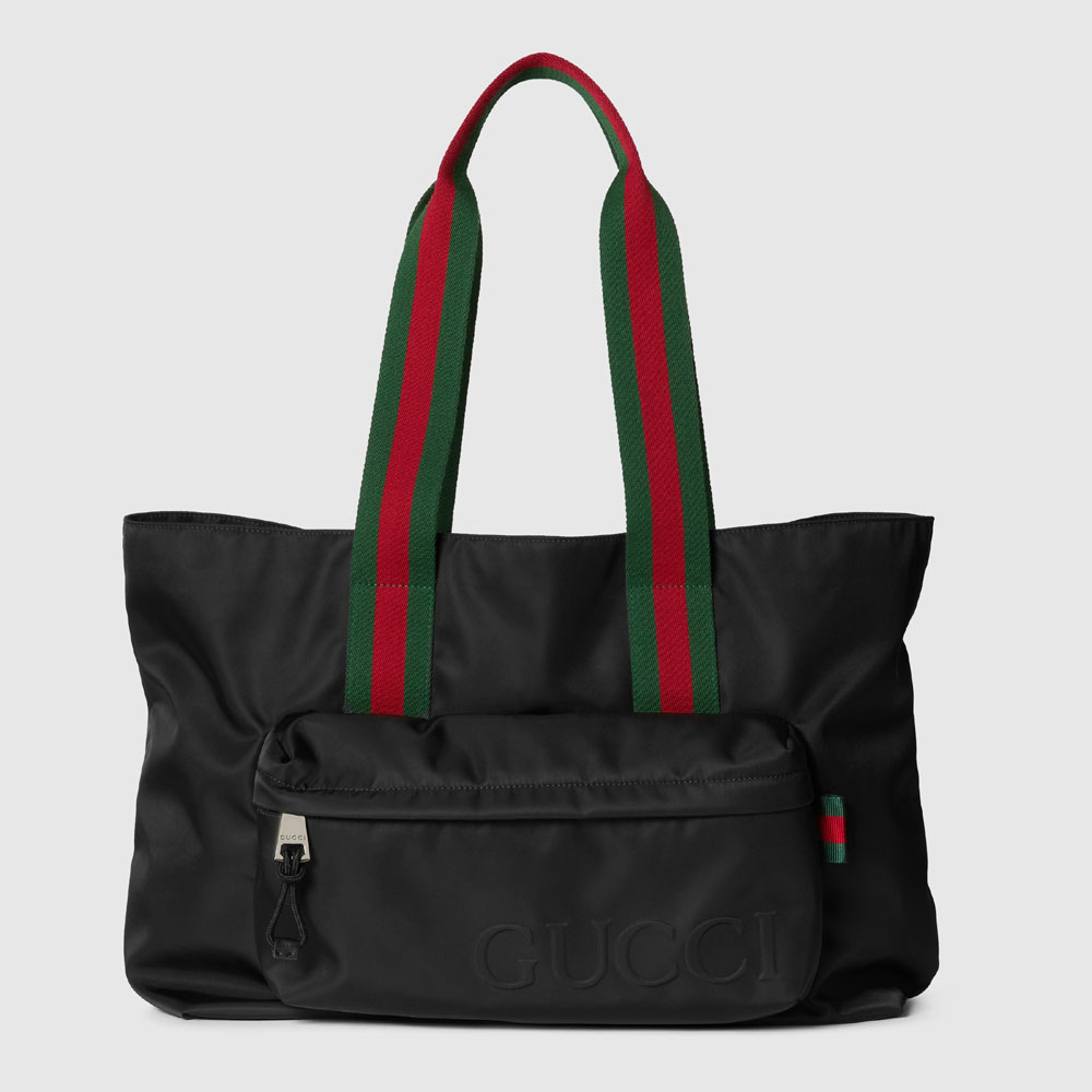 Large Tote Bag With Gucci Logo In Black Nylon 802172 FADUZ 1066