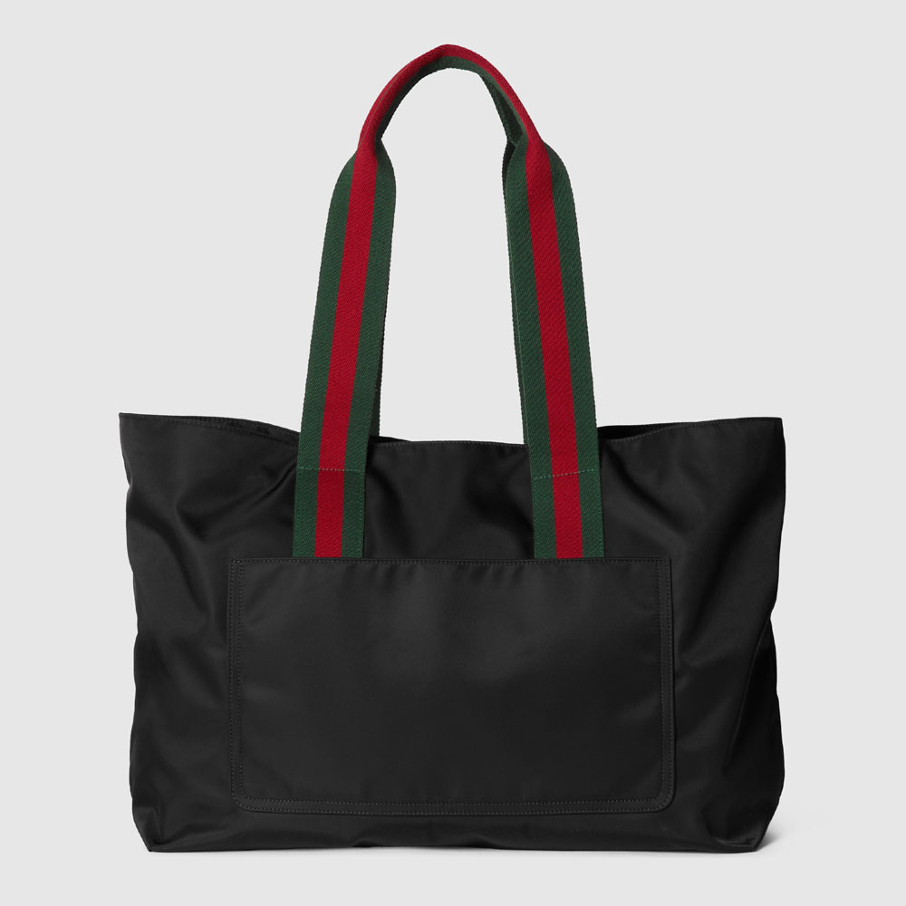 Large Tote Bag With Gucci Logo In Black Nylon 802172 FADUZ 1066 - Photo-3