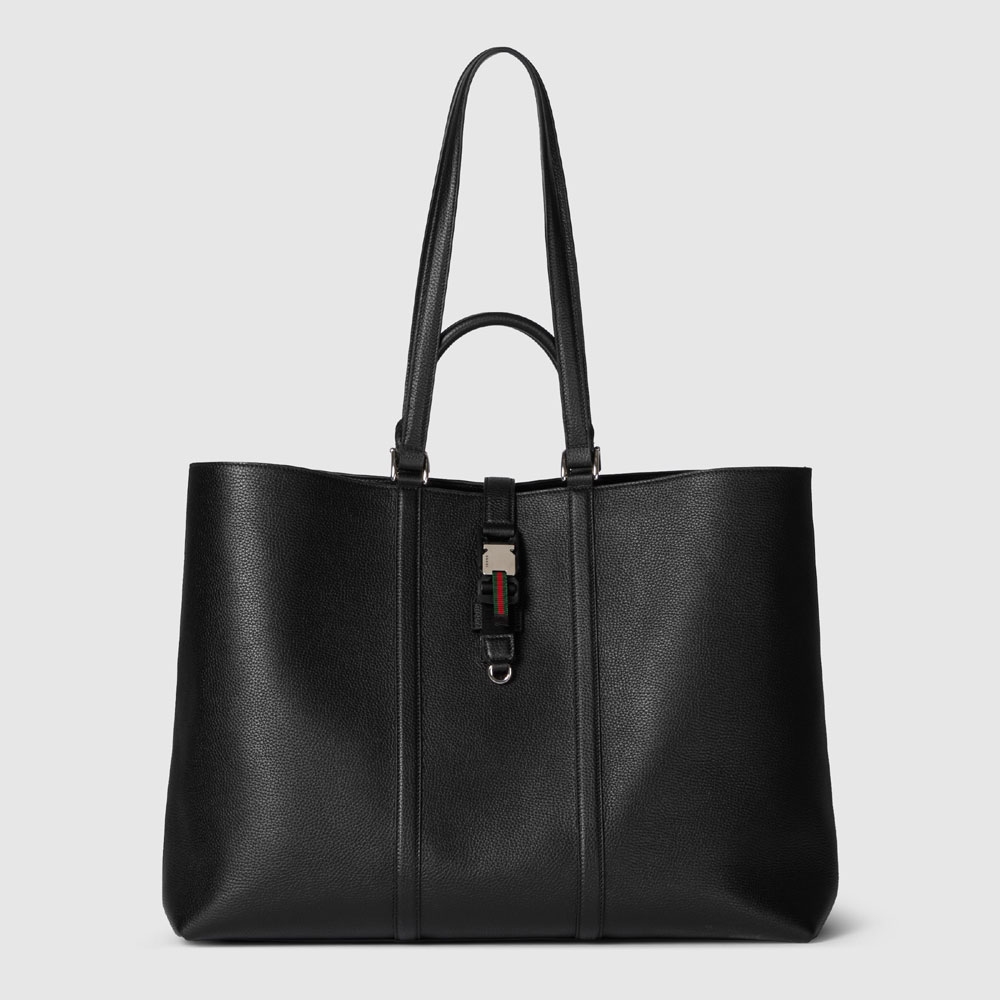 Gucci Large Tote Bag With Web In Black 816753 AAEF6 1042