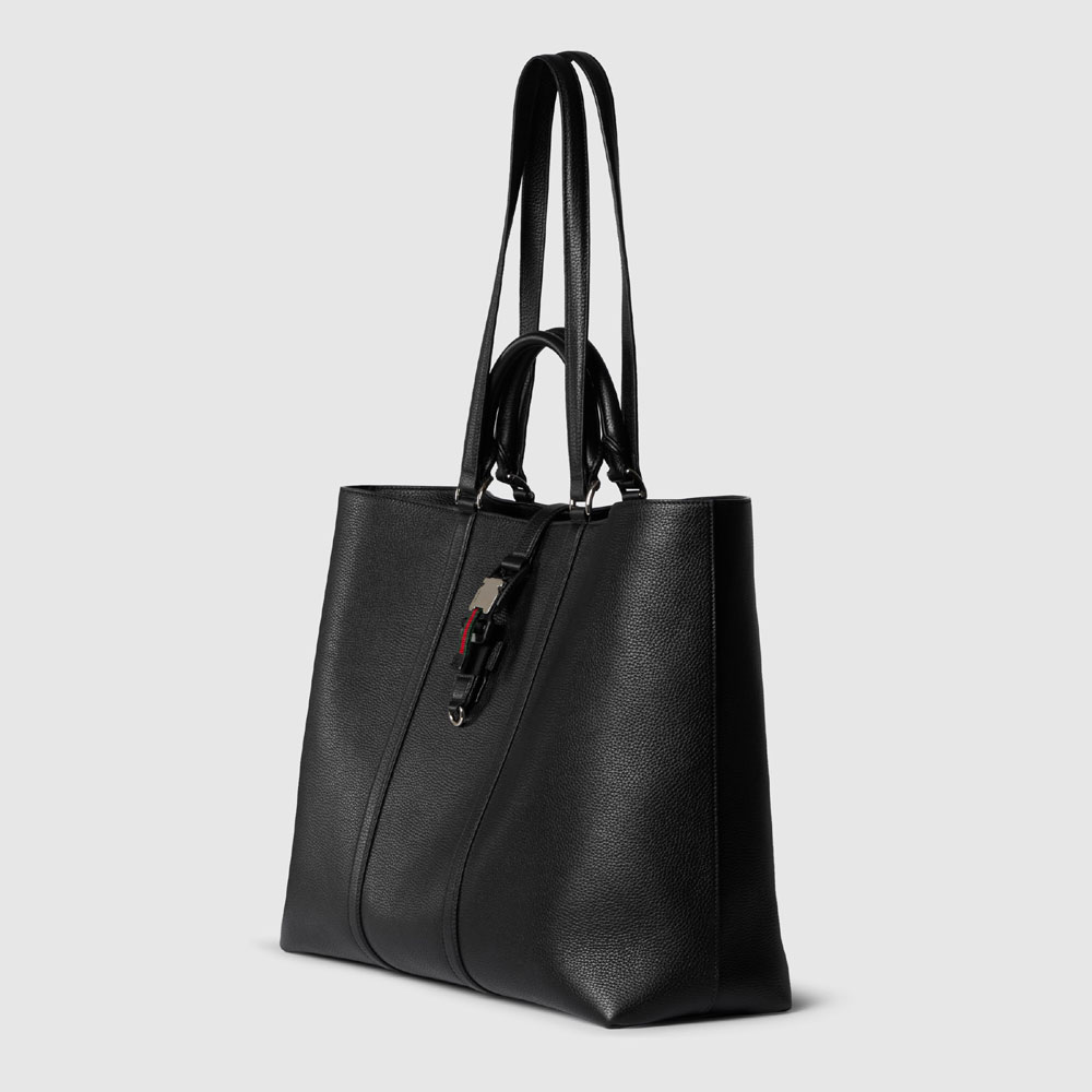 Gucci Large Tote Bag With Web In Black 816753 AAEF6 1042 - Photo-2