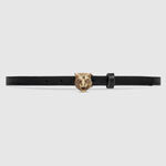 Gucci Skinny belt with feline buckle 409419 CVE0T 1000