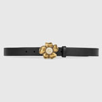 Gucci Leather belt with metal flower 431438 AP00T 1000