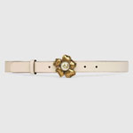 Gucci Leather belt with metal flower 431438 AP00T 9022