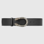 Gucci Leather belt with tiger head buckle 435813 AP0IN 8176
