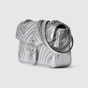 Gucci GG Marmont Small Shoulder Bag In Silver Leather 443497 AAESP 8106 - thumb-2