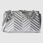 Gucci GG Marmont Small Shoulder Bag In Silver Leather 443497 AAESP 8106 - thumb-3