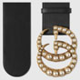 Gucci Wide leather belt with pearl Double G 453261 DLX1T 9094 - thumb-2