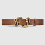 Gucci Leather belt with snake buckle 458935 CVE0T 2535