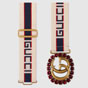 Gucci stripe belt with Double G and crystals 499636 HIH3T 9588 - thumb-3
