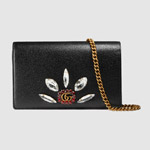 Gucci Leather mini chain bag with Double G and crystals 499782 CWGIT 8238