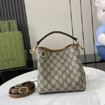 Gucci GG Emblem Small Bucket Bag Beige Brown 815118 FAD6L 9758