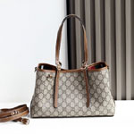 Gucci GG Emblem Medium Tote Bag Beige Brown 815214 FAD6L 9758
