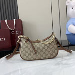 Gucci GG Emblem Small Shoulder Bag Beige Dark Brown 847447 FAD6L 9758
