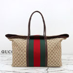 Gucci Medium GG Duffle Bag With Web Sand Brown 874979 FAFV9 9653