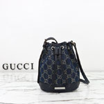Mini Bucket Bag With Gucci Plaque Dark Blue 875802 FAF9B 4042