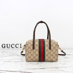 Gucci Mini Boston Bag With Web Sand Brown 876057 FAF8R 8547