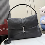 Gucci Jackie Flap Large Crossbody Bag Black Grainy A005ZI AAGVE 1000