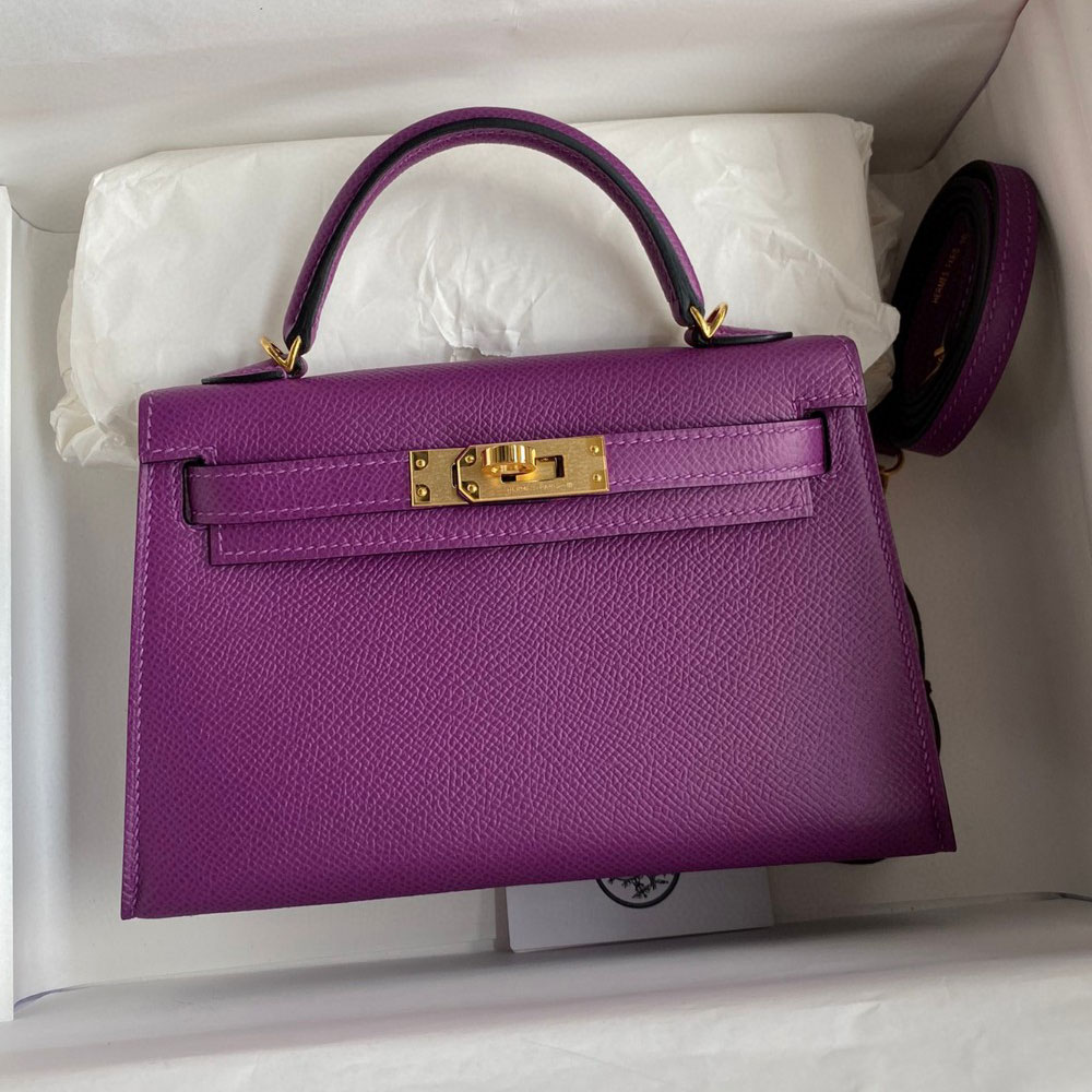 Hermes Mini Kelly II Epsom in Purple H0276190006