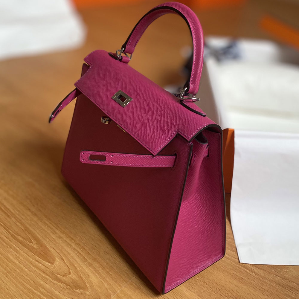 Hermes 25cm Kelly Sellier in Rose Epsom Palladium - Photo-3