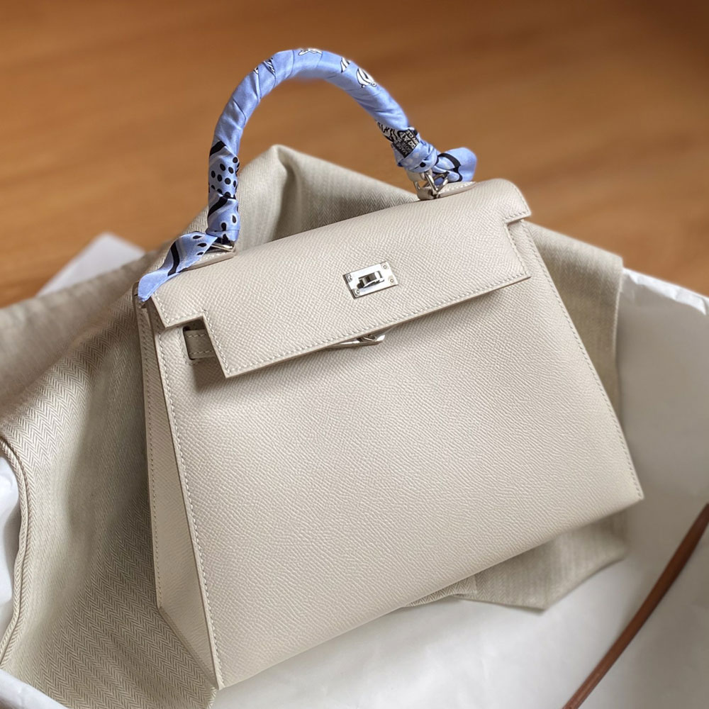 Hermes 25cm Kelly Sellier Craie Epsom H027629C010 - Photo-3