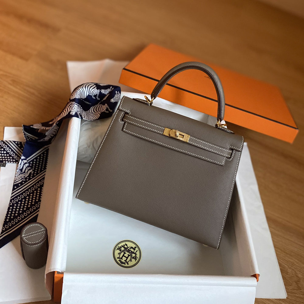 Hermes 25cm Kelly Sellier Etoupe grey Epsom H027629C018