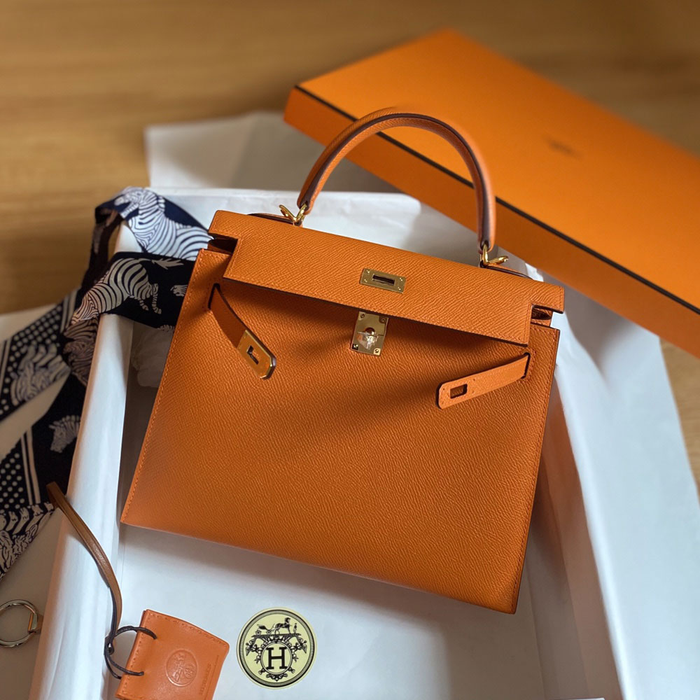 Hermes 25cm Kelly Sellier Orange 93 Epsom H027629C093 - Photo-3