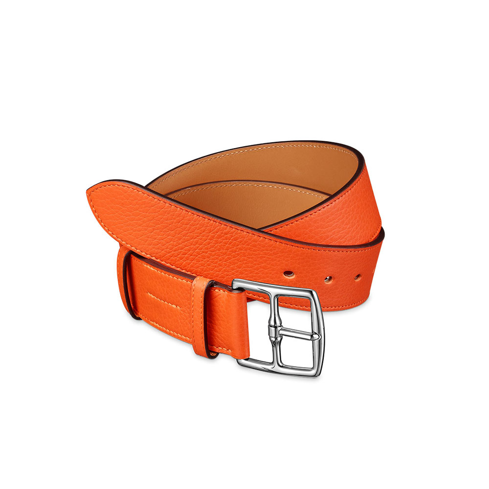 Hermes Etriviere 40mm belt in fire orange taurillon clemence leather H047019CK9J