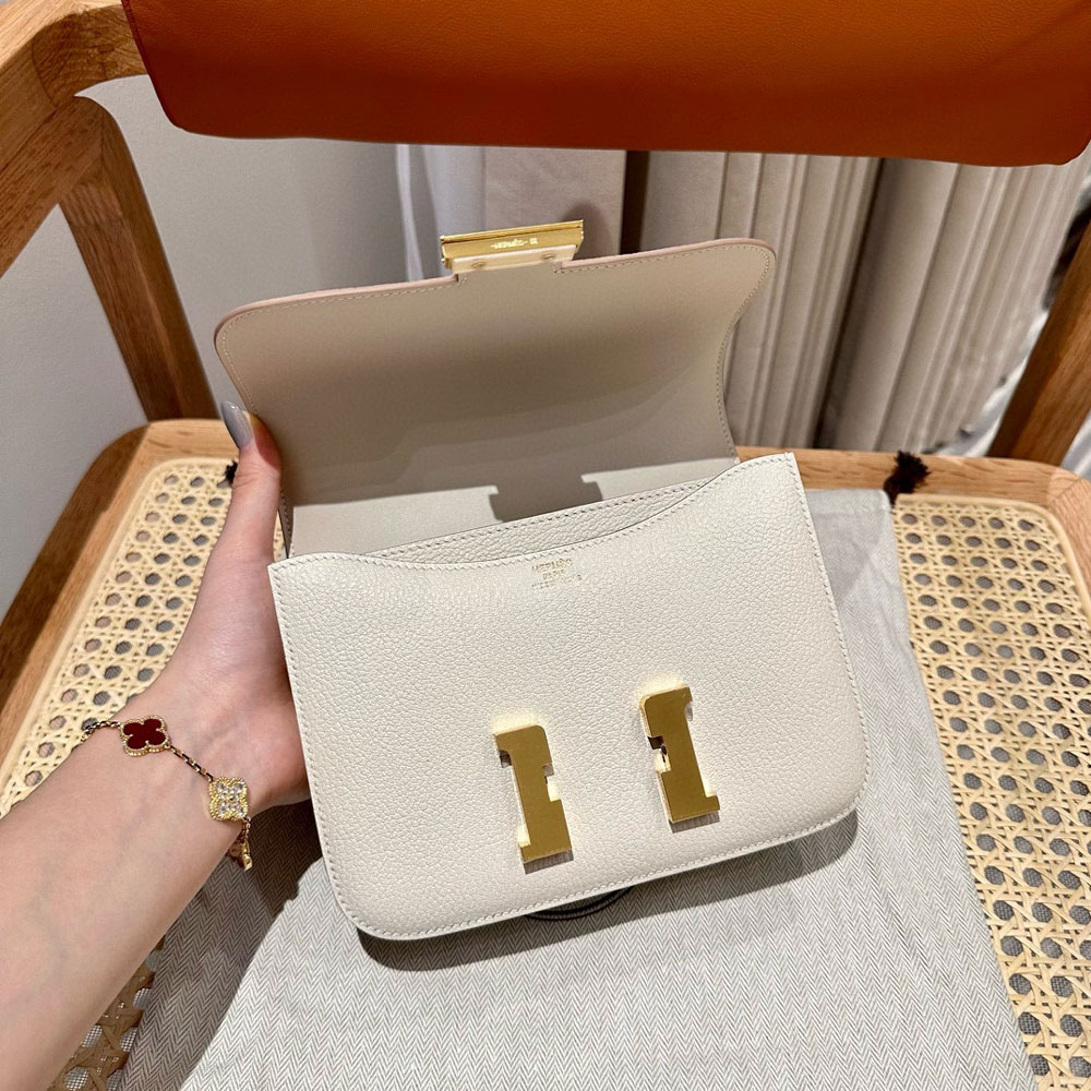 Hermes Constance III Mini Bag in White Chever H082214CC01 - Photo-3