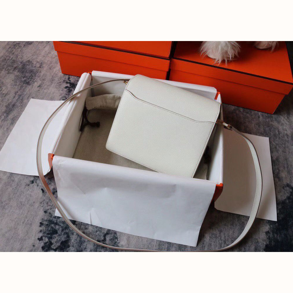 Hermes Roulis Mini Shoulder Bag in White Evercolor H083189CK04 - Photo-2