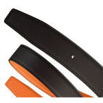 Hermes 32mm mens leather strap in charcoal sombrero pumpkin togo calfskin H068526CAAG