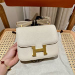 Hermes Constance III Mini Bag in White Chever H082214CC01