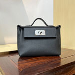 Hermes Mini Kelly 2424 Leather 21cm in Black H083440CKAB