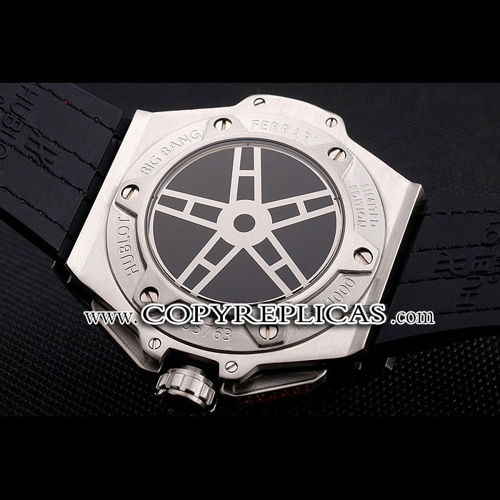 Hublot Big Bang Ferrari Black Dial And Bezel Stainless Steel Case Black Leather Strap HB6237 - Photo-4