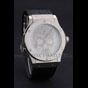 Hublot Classic Fusion Diamond Skull Dial Stainless Steel Case Black Leather Strap HB6253 - thumb-2