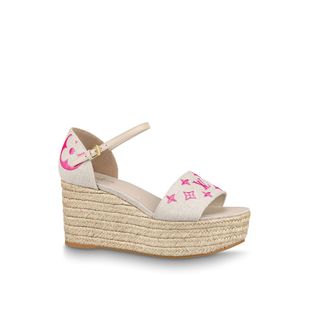 Louis Vuitton Starboard Wedge Sandal in Rose 1A8GP5