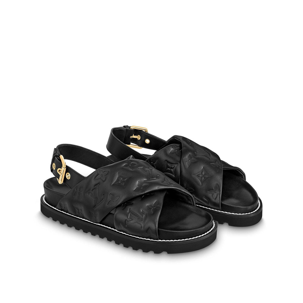 Louis Vuitton Paseo Flat Comfort Sandal in Black 1A9RDO - Photo-2
