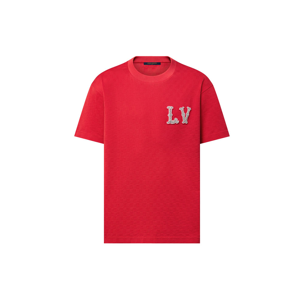 Louis Vuitton Cotton Pique T-Shirt With Embroidered LV Patch 1AFJED