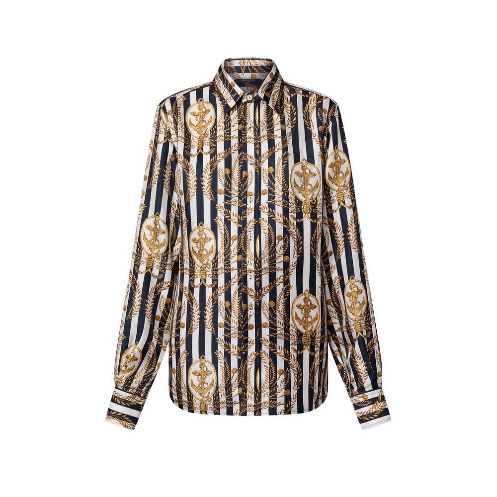 Louis Vuitton Striped Anchor Silk Shirt 1AFL04