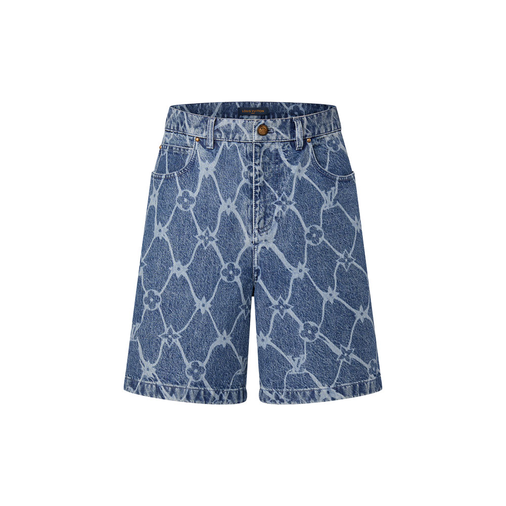 Louis Vuitton Monogram Printed Denim Shorts 1AFQFF