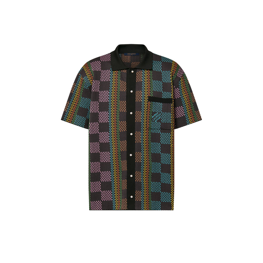 Louis Vuitton Damier Short-Sleeved Cotton Knit Shirt 1AFQR7