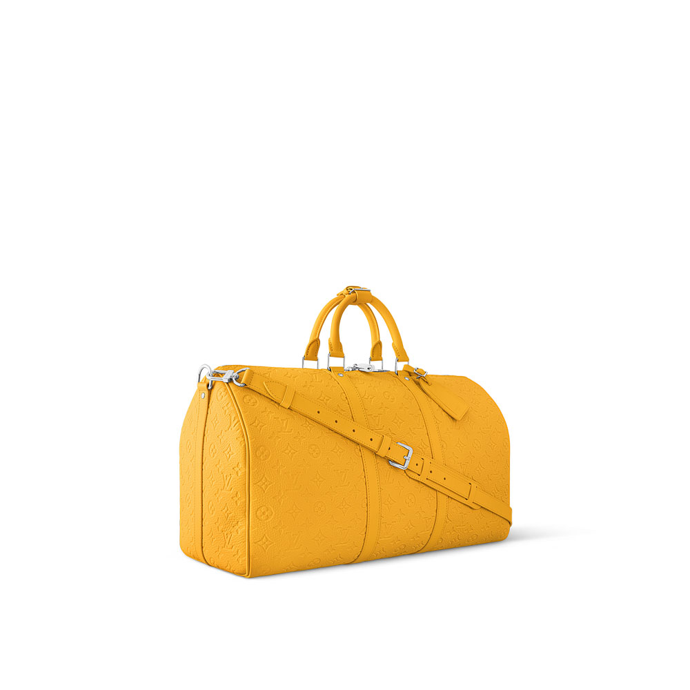 LV Keepall Bandouliere 50 Bag in Monogram Taurillon Yellow M23748 - Photo-2