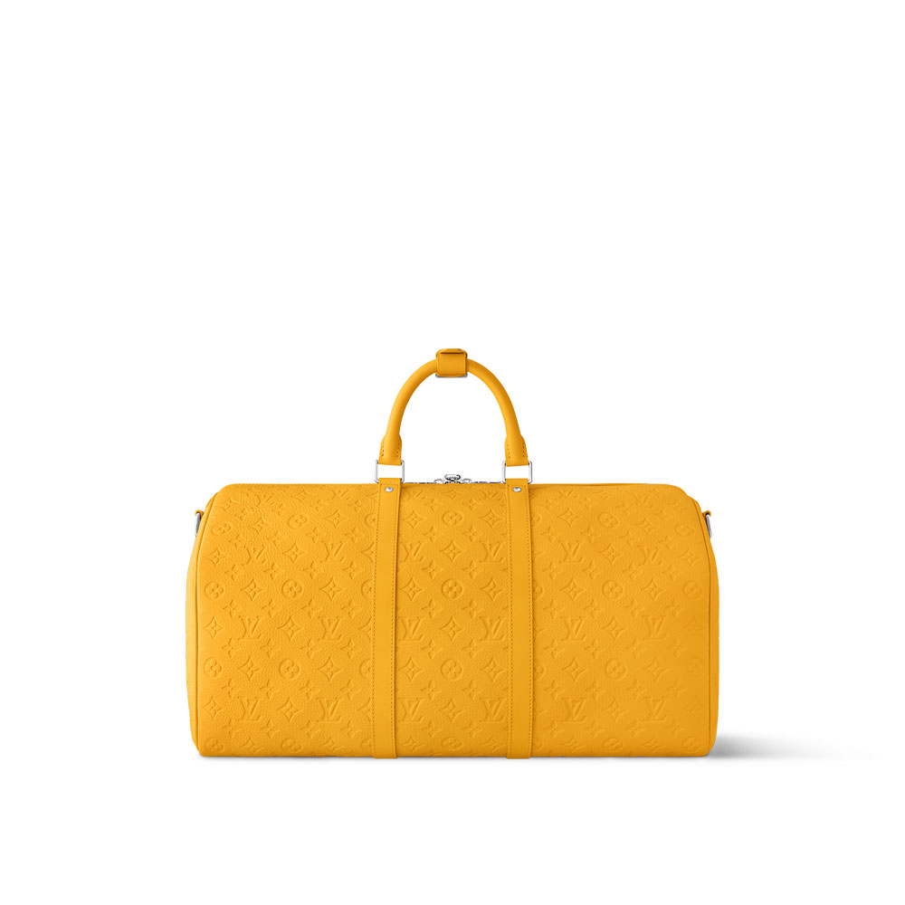 LV Keepall Bandouliere 50 Bag in Monogram Taurillon Yellow M23748 - Photo-3