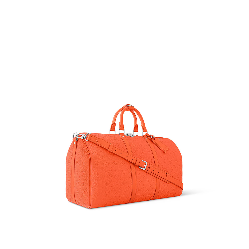 LV Keepall Bandouliere 50 Bag in Monogram Taurillon Orange M23749 - Photo-2