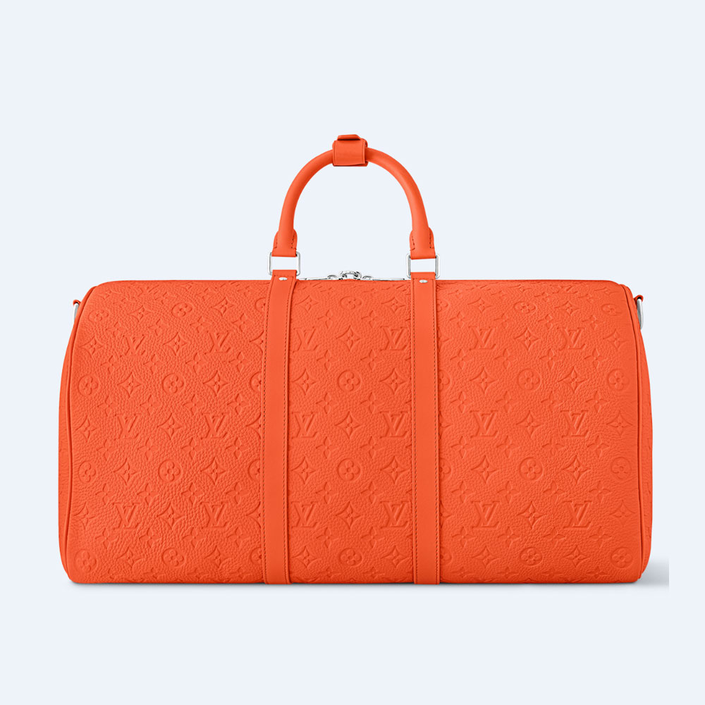 LV Keepall Bandouliere 50 Bag in Monogram Taurillon Orange M23749 - Photo-3