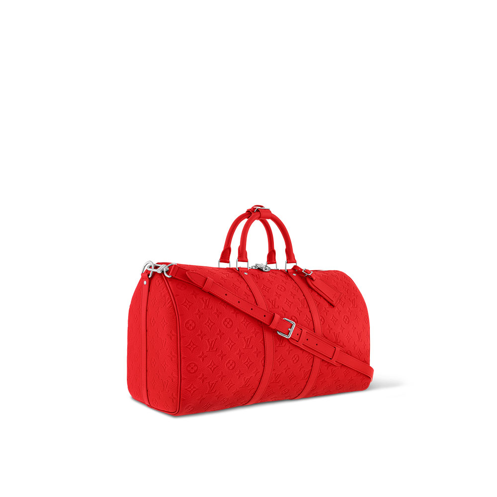 Louis Vuitton Keepall Bandouliere 50 Bag in Monogram Taurillon Red M23750 - Photo-2