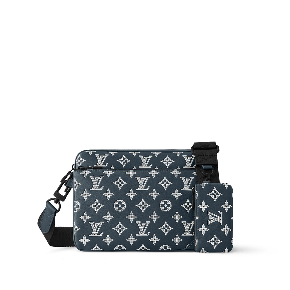 Louis Vuitton Trio Messenger Bag Monogram Shadow Blue M24753